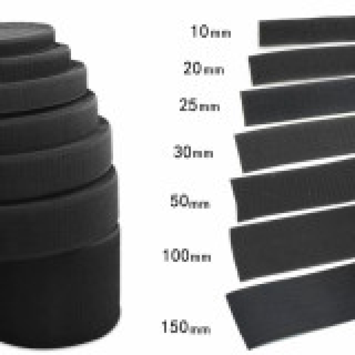 Băng Gai Dính (lông gai ) đen rộng 10mm, 20mm, 25mm, 30mm, 50mm, 100mm, 150mm ( 1 cuộn = 25 mét)